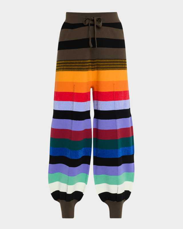 Rainbow Striped Knit Track Pants